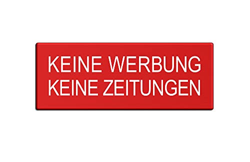 Briefkastenschild Keine Werbung Keine Zeitungen 66x25 mm Aluminiumschild rot-weiß beschichtet selbstklebend Nr.57052-R von OFFORM DESIGN