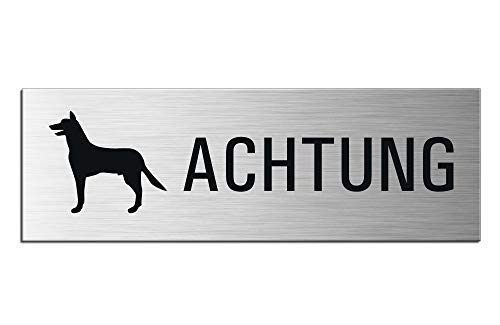 OFFORM DESIGN Schild - Achtung Hund | Türschild 240 x 80 mm Aluminiumschild selbstklebend Nr.26011-S von OFFORM DESIGN