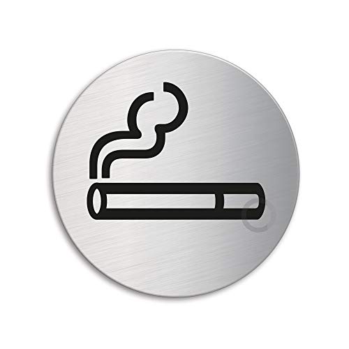 OFFORM DESIGN Schild - Rauchen erlaubt Ø 75 mm Piktogramm Türschild aus Edelstahl selbstklebend Nr.39183 von OFFORM DESIGN