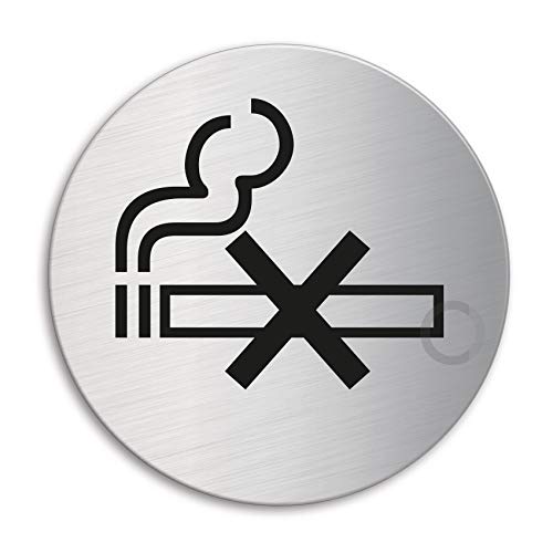 OFFORM DESIGN Schild - Rauchen verboten | Türschild aus Edelstahl Ø 100 mm selbstklebend | Original Nr.7525 von OFFORM DESIGN