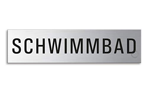 OFFORM DESIGN Schild - Schwimmbad | Türschild aus Edelstahl 160 x 40 mm selbstklebend | Original Nr.8442 von OFFORM DESIGN