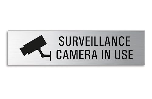 OFFORM DESIGN Schild - Surveillance Camera | Türschild aus Edelstahl 160 x 40 mm selbstklebend | Original Nr.27049 von OFFORM DESIGN