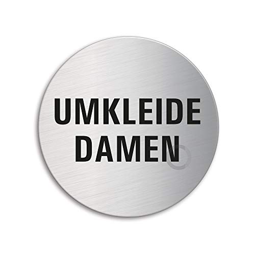 Schild Umkleide Damen Ø 75 mm Türschild aus Edelstahl fein-matt gebürstet selbstklebend Nr.39252 von OFFORM DESIGN