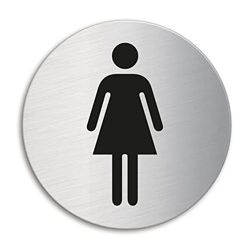 OFFORM DESIGN Schild - WC Damen | Türschild aus Edelstahl Ø 130 mm selbstklebend | Original Nr.6959 von OFFORM DESIGN