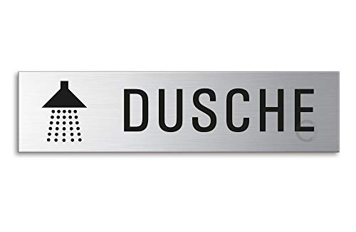 Schild Dusche 160x40 mm Türschild aus Edelstahl fein-matt gebürstet selbstklebend Nr.27197 von OFFORM DESIGN