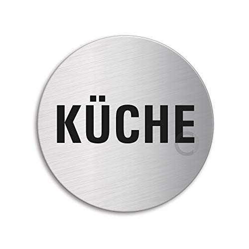 Schild Küche Ø 75 mm Türschild aus Edelstahl fein-matt gebürstet selbstklebend Nr.39244 von OFFORM DESIGN