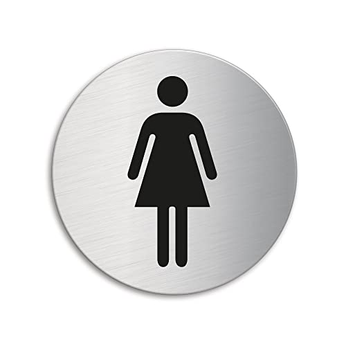 Schild - WC Damen Toilettenschild Türschild aus Edelstahl Ø 75 mm selbstklebend Nr.8472 von OFFORM DESIGN