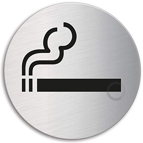 Schild - rauchen erlaubt | Türschild aus Edelstahl Ø 130 mm selbstklebend | Original Ofform Design Nr.6954 von OFFORM DESIGN
