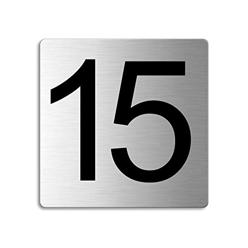 Türnummer 15 Zimmernummer Zahlen Schild aus Edelstahl 85×85 mm selbstklebend Nr.48315 von OFFORM DESIGN