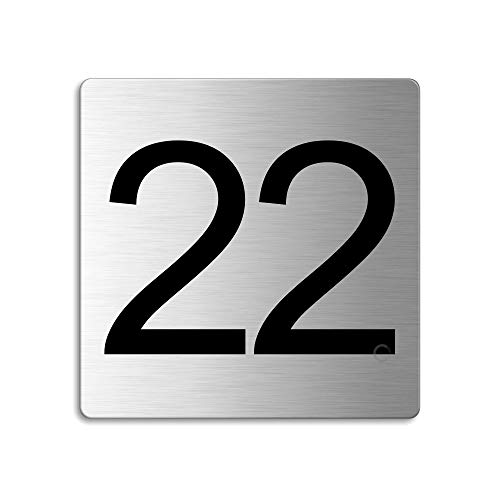 Türnummer 22 Zimmernummer Zahlen Schild aus Edelstahl 85×85 mm selbstklebend Nr.48322 von OFFORM DESIGN