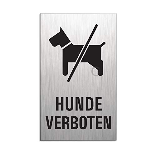 Türschild | Schild | Hunde verboten | Aluminium Edelstahlschilder-Optik | 100x60 mm | Sparversand | Nr.44682-S von OFFORM DESIGN