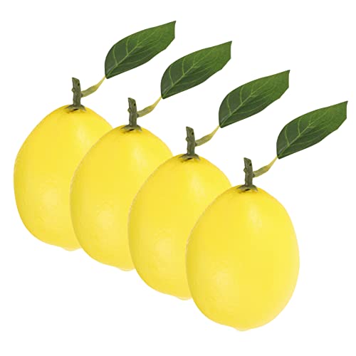 OFFSCH 4 Stück Zitrone garnieren Küche gefälschte Früchte Puppenhaus-Obst künstliche Zitronen kindererziehung Modelle schaufenster deko Fotografie-Requisiten gefälschtes Zitronenmodell von OFFSCH