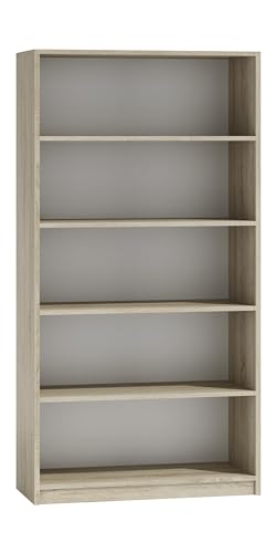 OGGI Oropesa R80 Hohes Bücherregal Fünf Regale SchlafzimmerAufbewahrungseinheit Aufbewahrungsregale Bücherregale und Regaleinheiten Bücherregaleinheit 80 x 30 x 182 cm, Eiche Sonoma von OGGI