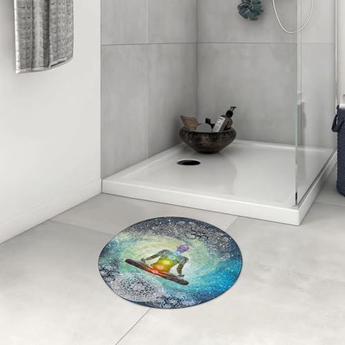 OHAGS nicht rutsches Badezimmermatten maschinenwaschbar, Ultra-weich und Wasser saugfähiger Badenteppich für Badezimmer,Digitaler Mann macht Yoga für spirituelle Energie. Illustration eines,60x60 cm von OHAGS