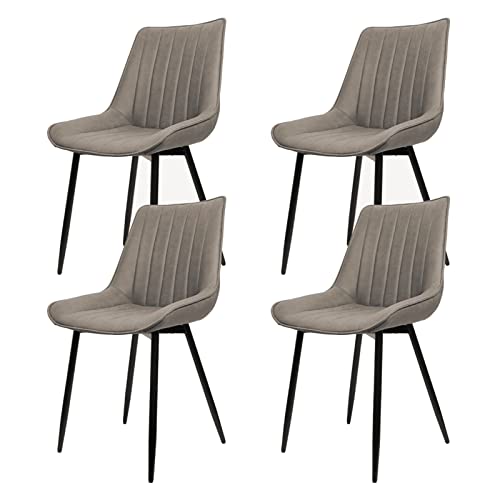 OHMG 4 x Esszimmerstuhl, Küchenstuhl, gepolsterter Sitz mit Rückenlehne, skandinavischer Stuhl mit Metallbeinen, Wildlederimitat, für Wohnzimmer, Schlafzimmer, Hellbraun (4)) von OHMG