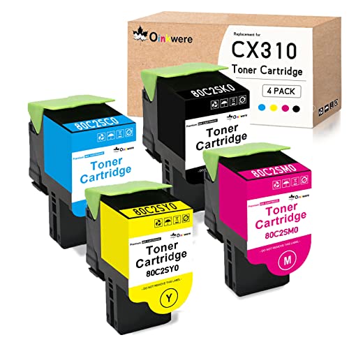 OINKWERE Kompatibel CX310 Toner für Lexmark CX310n CX310dn CX410e CX410de CX410dte CX510de CX510dhe CX510dthe (4-Pack, BK 2500/CMY 2000 Seiten) 80C2SK0 80C2SC0 80C2SM0 80C2SY0 Tonerkartusche von OINKWERE