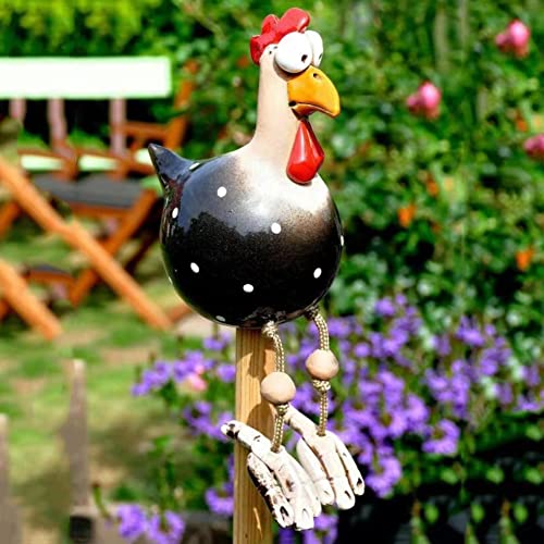 OKESYO Keramik Huhn Gartendeko Harz Gartenstecker Tierfigur Huhn Gartenstecker Handarbeit Keramikfigur Gartendeko Terrasse Wetterfest Huhn Gartenstecker Figur von OKESYO