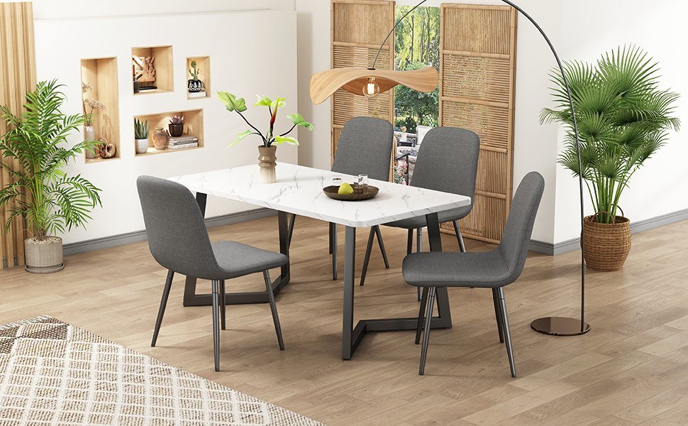 OKWISH Essgruppe Esstisch mit 4 Stühlen, (5-tlg), Küchetisch Esszimmerstuhl, Metallbeine von OKWISH