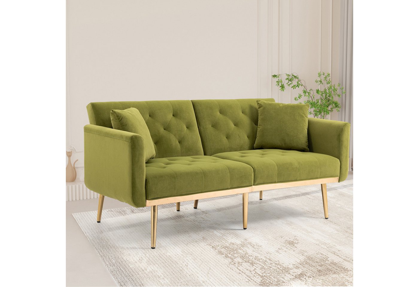 OKWISH Sofa Schlafsofa, Akzentsofa, Loveseat-Sofa mit Metallfüßen, umwandelbares 3-verstellbares Schlafsofa, stabile Metallbeinunterstützung von OKWISH