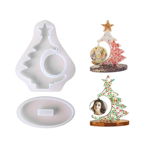 OKwhims Silikonform Weihnachtsbaum,Silikonformen Gießformen Weihnachten,Silikonform Weihnachten mit Fotorahmen,DIY Epoxidharz Formen Weihnachten,Silikon Gießform Weihnachten von OKwhims