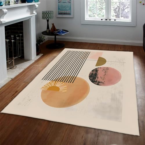 OLLIAR Home Moderner Streifen Bereich Teppich für Indoor Farmhouse Dekor Bohemian Minimalistische gestreifte, leicht zu reinigende Teppiche Nicht haarende Teppiche 100x160cm von OLLIAR Home