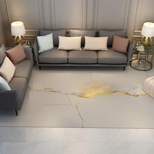 OLLIAR Home Moderner europäischer Stil Luxus Kunst Bereich Teppich Goldene Wirbel Druckteppich für Zimmer Sofa Wohnzimmer Matte Schlafzimmer Wohnkultur Fußmatten 150x180cm von OLLIAR Home