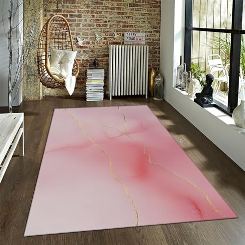 OLLIAR Home Rosa Innenteppich Moderner waschbarer Teppich Zeitgenössische minimalistische Kunst Fußmatten Ombre Farbe Rosa Weiche, Nicht haarende Teppiche 40x60cm von OLLIAR Home