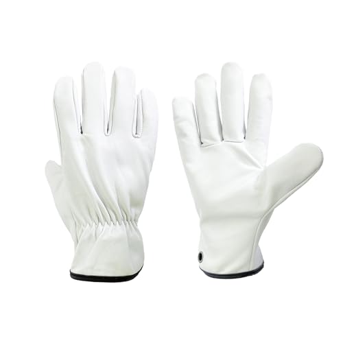 OLSON DEEPAK Gartenhandschuhe Leder für Damen/Herren,Weiche und flexible Arbeitshandschuhe (weiß, L) von OLSON DEEPAK