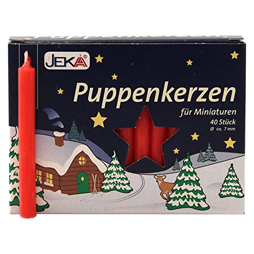 OLShop AG 2er Pack Puppenkerzen rot ca. 7 x 65 mm (2 x 40 Stück), Puppenlichter, Miniaturkerzen, Weihnachtskerzen, Kerzen von OLShop AG