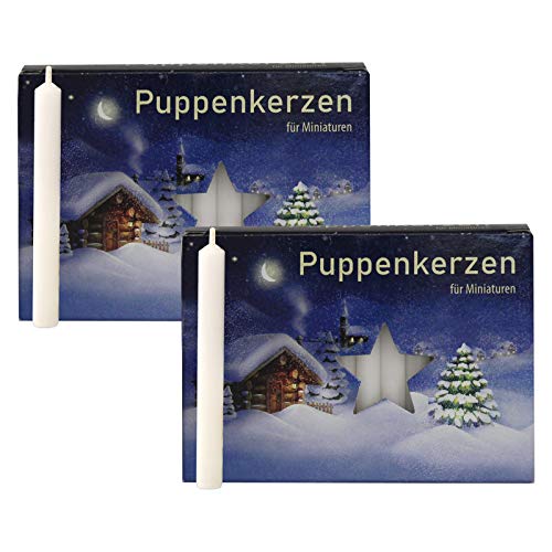 OLShop AG 2er Pack Puppenkerzen weiß ca. 7 x 65 mm (2 x 40 Stück), Puppenlichter, Miniaturkerzen, Weihnachtskerzen, Kerzen von OLShop AG