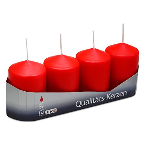 OLShop AG 3er Pack Stumpenkerzen rot, ca. 50 x 80 mm (3 x 4 Stück) Kerze Kaminkerze Laternenkerze Dekoration von OLShop AG