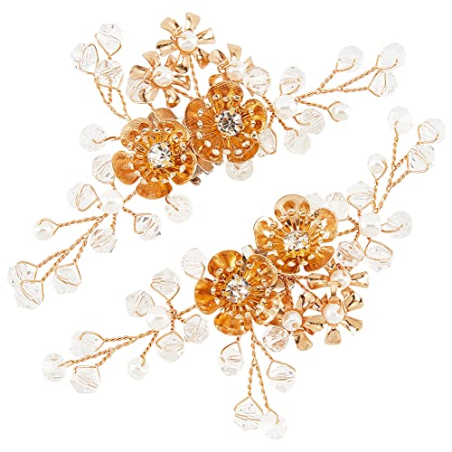 OLYCRAFT 2 stücke Kristall Perle Schuhe Clip Strass Kristall Schuhschnallen Clips Perle Blume Schuhclips Abnehmbare Schuhschnalle Dekoration Für Frauen Hochzeit Braut Party Schuhe Zubehör von OLYCRAFT