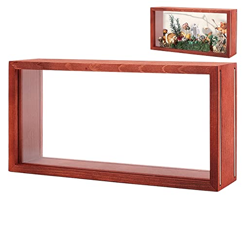 OLYCRAFT 26×13×6cm Schatten Fotorahmen Schattenbox Bilderrahmen Mit Doppelseitigem Acryl Klarsichtfenster DIY Schaukasten Holzkiste Rahmen Für Getrocknete Blumenmuster Kunsthandwerk Souvenirs von OLYCRAFT