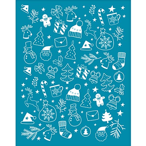 OLYCRAFT Ton Schablonen Weihnachten Thema Siebdruck Schablone Schneemann Baum Schneeflocke Wiederverwendbare Mesh Transfer Weihnachten Socken Schablone für Polymer Ton Schmuck Machen - 10x12.7cm von OLYCRAFT