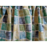 H20"x W60" Vintage Vorhang Valance; Schwergewichtiger Baumwollvorhang; Grüner, Gelber Abstrakter Blockvorhang; Küchenvorhang von OLaLaVintage