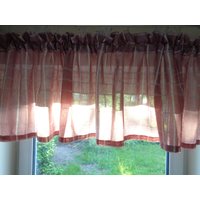 Vintage Vorhang H16" X W92" Küchenvorhang, Dusty Pink Kariert Muster Valance von OLaLaVintage