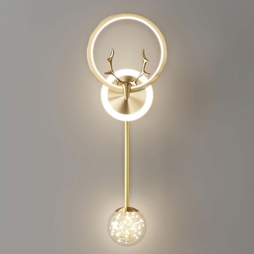 67CM Geweihstreifen Wandleuchte, LED 36W Modern Drinnen Wandlampe 3 Farblichter Wandleuchten für Esszimmer Wohnzimmer Schlafzimmer Küche Flur Nachttisch Beleuchtung, Gold A von OMGPFR