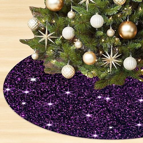 Lila Baumrock Samt Weihnachtsbaum Rock 91,4 cm Baumrock Pailletten Weihnachtsbaum Kragen Lila Baumrock für 1,8 m Baum Sparkly Weihnachtsbaum Rock Glitzer Baum Rock Teppich für Urlaub Dekorationen von OMKSIH