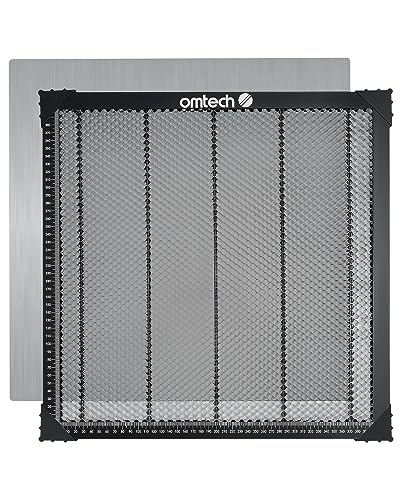 OMTech Laser Honeycomb Arbeitstisch Platte 400x400x21mm Wabenförmiger Arbeitsplatte für Laser Graviermaschine, Metall Wabentisch 16x16 Zoll, mit Skalenlinien Aluminiumplatte, Honeycomb Wabengitter von OMTech