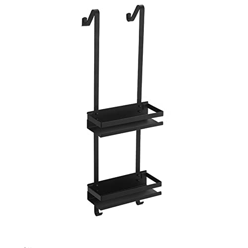 ONDIAN Duschablage zum Hängen Stolzenfreie Edelstahl-Wandhänger-Rack-Duschbügel Hinterbügel zurückkleiderung (Farbe : Black, Size : Double Layer) von ONDIAN