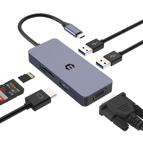 OOTDAY USB C Hub, 6 in 1 USB Verteiler mit 4K HDMI Ausgang, SD/TF Kartenleser, USB A 3.0, USB C Multiport kompatibel mit MacBook Air, Dell/HP/Lenovo von OOTDAY