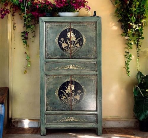 OPIUM OUTLET Schrank chinesisch Hoch-Kommode asiatisch Hochzeitsschrank orientalisch dunkel-grün Vintage Shabby OPIUM OUTLET Schrank chinesisch Hoch-Kommode asiatisch Hochzeitsschrank orientalisch dunkel-grün Vintage Shabby von OPIUM OUTLET