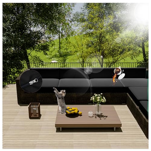 OREZAUQS Sofa-Ersatz-Kissenbezü,Dekoration für Terrasse, Garten, Stuhl, Ersatz-Kissenbezüge für Gartenmöbel,Winddicht, wasserabweisend (Schwarz (1 PCS),55 * 50 * 10CM) von OREZAUQS