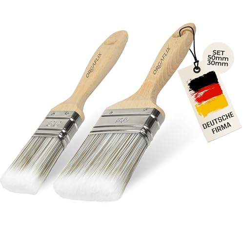 ORGAFLIX Lasurpinsel 50mm, 30mm - Premium 2er Set - Kein Borstenverlust - Lasur Pinsel-Set für Holz außen, Lacke, Farbe, Öl, Möbelfarbe streichen - Lackpinsel Pinselset profi, Malerpinsel, Flachpinsel ORGAFLIX Lasurpinsel 50mm, 30mm - Premium 2er Set - Kein Borstenverlust - Lasur Pinsel-Set für Holz außen, Lacke, Farbe, Öl, Möbelfarbe streichen - Lackpinsel Pinselset profi, Malerpinsel, Flachpinsel von ORGAFLIX