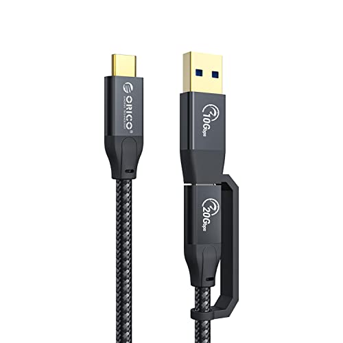 ORICO USB C auf USB C Kabel, Multi 2 in 1 Ladekabel, USB C Schnellladekabel 100W PD, Typ C Handy Datenkabel 20 Gbps, 4K@60Hz Display, kompatibel mit MacBooks,iPad Pro,Hubs, Docks, eGpu, 0.3M von ORICO