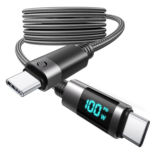 ORICO USB C zu USB C Kabel 3M mit LED Anzeige, PD100W USB C Ladekabel Schnelles Laden, Nylon geflochtenes Typ C Kabel Kompatibel mit iPhone 15/Pro/Plus/Pro Max, MacBook, iPad Pro/Air von ORICO