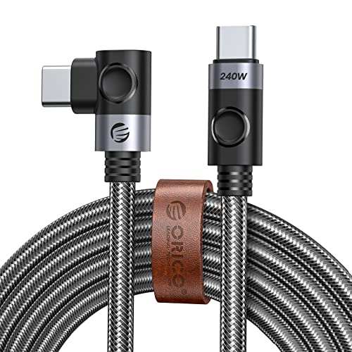 ORICO USB 4 Kable, USB C auf USB C Kable kompatibel für Thunderbolt 3/4, Typ Ladekabel 240W, 40Gbps Datenübertragung, unterstützt 8K@60Hz HD Display, für Hubs, Docking Stations, Laptops, 90 Grad, 1M von ORICO