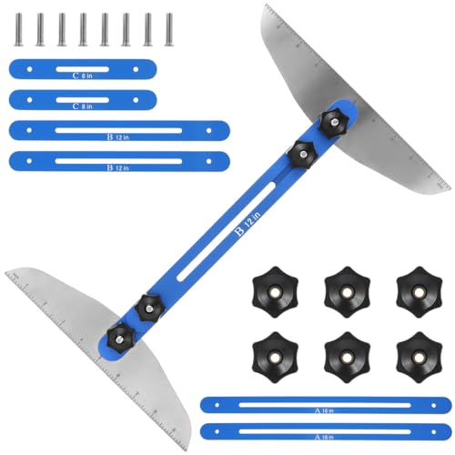 Treppenstufen-Schablonenwerkzeug 27,9-152cm Einstellbare Treppenstufen Messgerät Edelstahl Multifunktion Treppen Werkzeug Treppenstufen Messwerkzeug für Steigleitungen Trennwände Regal (Blau) von OROMYO