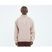 Zipper Hoodie Sweater Cotton Sweatshirt mit Stickerei halbem Reißverschluss Drop Shoulder m Beige von OSSY HOMER