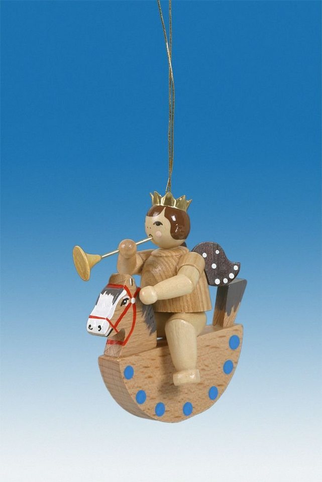 Christbaumschmuck Baumbehang Engel auf Schaukelpferd mit Trompete ohne Krone natur Höhe von OTTO